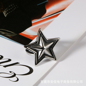 Punk <b>Titanium</b> Steel Star <b>Ring</b> SA963 Unisex Fashion Jewelry Gift - Product Image 2