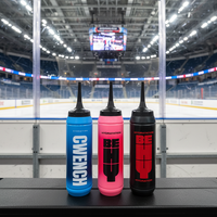 Bouteille de sport de hockey sur glace de 1000 ml avec bouchon à vis, grande capacité, paille longue, anti-fuite, écologique, sans BPA, compatible lave-vaisselle