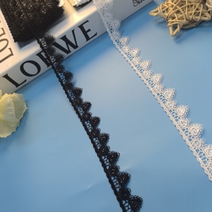 Ruban de dentelle brodé en forme de cœur de haute qualité et à bas prix, 2,5 cm de large, soluble dans l'eau, 100% polyester, avec paillettes pour chaussures et sacs - Product Image 5