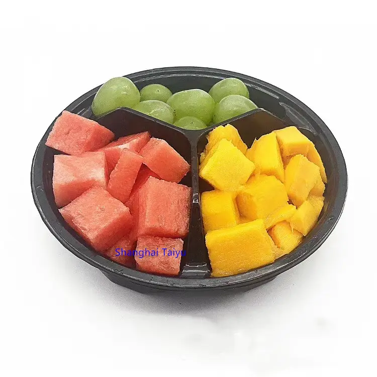 Eco-friendly disposable PET plastic fruit salad and vegetable tray packaging for vegetable wholesales factory supplier