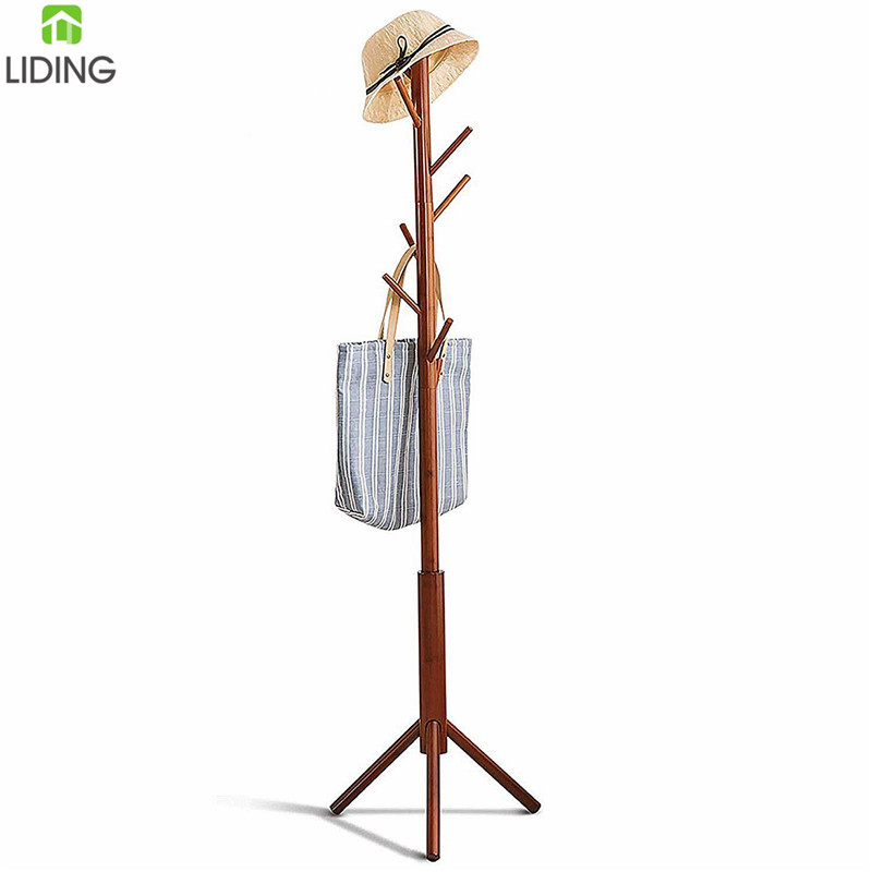 Бамбуковое дерево регулируемая высота дерево вешалка с 9 крючками