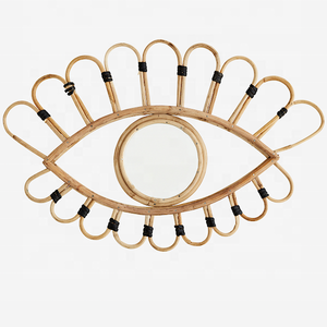 Espejo enmarcado de ratán en forma de ojo, para decoración, venta al por mayor - Product Image 3