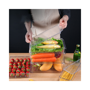 Food grade safety without bpa fridge organizer stackable organizer refrigerator storage box