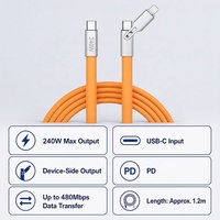 Câble de charge et de données USB-C 2-en-1 240W, charge rapide PD jusqu'à 480 Mbps pour iPhone et appareils Android, 1,2 m