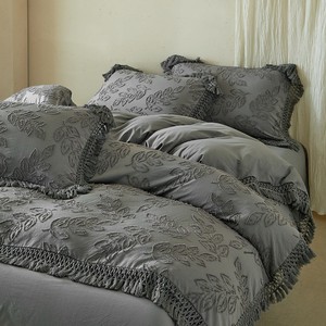 Parure <span class=keywords><strong>de</strong></span> lit 4 pièces moderne en polyester 100% avec <span class=keywords><strong>housse</strong></span> <span class=keywords><strong>de</strong></span> couette et drap plat, broderie <span class=keywords><strong>de</strong></span> jade scintillante <span class=keywords><strong>de</strong></span> luxe, qualité 500TC, toutes saisons - Product Image 4