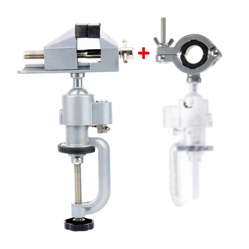 Настольные тиски с поворотным механизмом, многофункциональные вертлюжные тиски из алюминиевого сплава, зажим, стойка для электродрели, вращающийся инструмент