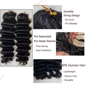 Extensions de cheveux humains vierges brésiliens Deep Wave pour tresses au crochet, pré-séparées, pré-bouclées, style Boho, noires - Product Image 3