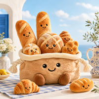 Fabricant de jouets en peluche en forme de pain sous marque privée, coussin alimentaire doux personnalisé OEM ODM pour supermarchés, rayonnages de détail et collections de cadeaux