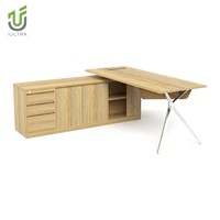 Iultra-Bureau de direction simple en chêne MDF MFC, table de direction minimaliste moderne, grand bureau de direction en forme de L