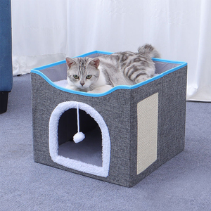 Nouveaux produits pour animaux de compagnie : niche douillette pour animaux de compagnie, maison confortable, double chenil pliable, tente pour chats, niche pour <span class=keywords><strong>chat</strong></span>, lit doux pour animaux de compagnie - Product Image 6