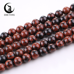 Zhe Ying 6/8/10mm perles d'obsidienne en acajou Bracelet jaune perles de pierre naturelle pour la fabrication de bijoux perles d'obsidienne en acajou naturel - Product Image 2