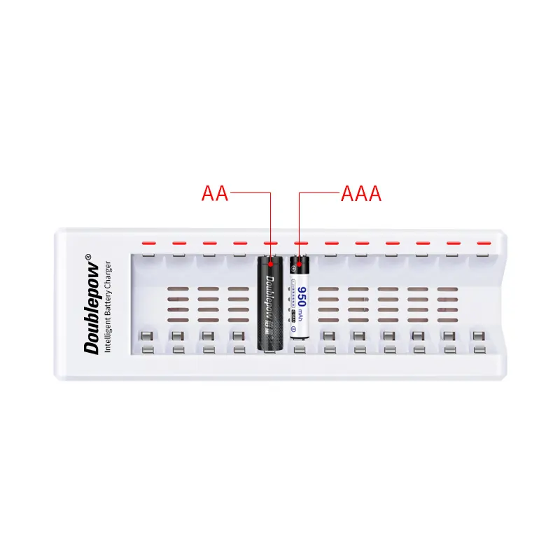 Giá tốt nhất thông minh nhanh chóng 12-khe cắm pin sạc QC3.0 qc4.0 Qi chức năng 5 Wát DC OTP OCP over-sạc LED chỉ số AA AAA NiMH