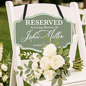 Nome personalizzato ruolo matrimonio sedia commemorativa segno di amorevole memoria targa posto riservato per i propri cari biglietto di auguri personalizzato - Product Image 4