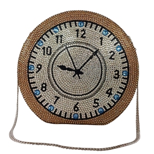 Women Rhinestone Clock <b>Clutch</b> Round Crystal Evening Bag Sparkling Beaded Handbag For <b>Wedding</b> Gala Celebration - Product Image 3