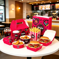 Boîte d'emballage alimentaire portable, biodégradable, écologique, imperméable, de qualité alimentaire, pour la restauration rapide, sac à emporter pour hamburgers, poulet, sushi