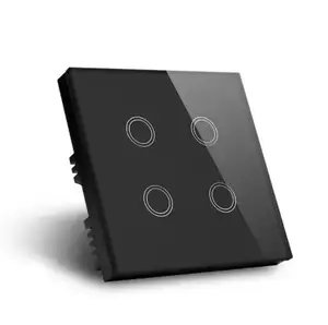 Eléctrico 86 tipo Panel de vidrio templado 10A Reino Unido UE 4 Touch Sensor de luz interruptor de pared