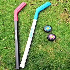 유니섹스 성인 초보자용 ABS 소재 하키 트레이닝 하키 스틱, 실내외 게임 훈련용 PVC 볼 2개 포함 - Product Image 1