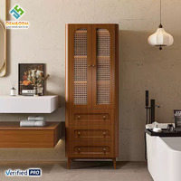 Ensemble de meuble de salle de bain mural avec robinet de lavabo incurvé moderne en bois massif noir Juerte OEM 2025 avec miroir LED pour chambre à coucher