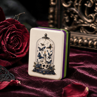 Ensemble de Mahjong Américain Personnalisé pour Halloween avec 160 Tuiles Acryliques Gravées, Crâne Gothique et Rose pour la Vente en Gros, Cadeau, OEM ODM