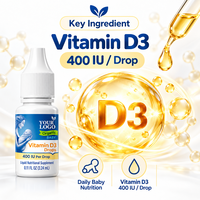 Gouttes de Vitamine D3 pour Bébé OEM, Cholecalciférol Liquide, Complément Nutritionnel, Marque Privée, Gouttes pour Nourrissons, Formules de Fabricant en Gros