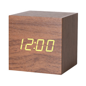 Modern Portable Wooden Cube LED Desk Alarm <strong>Clock</strong> Fashionable Home Decorative Wall <strong>Clock</strong> Quartz USB <strong>Battery</strong> Electronic Digital - Product Image 3