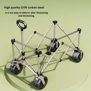Wholesale Four-Wheel Portable Shopping Cart <b>Foldable</b> Self-Driving Camping <b>Trolley</b> Outdoor Camp Vehicle with Storage Features - Product Image 4