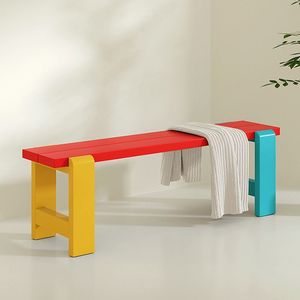 Mueble de Entrada Moderno Rojo y Amarillo Dy70098 con Gancho para Toallas, Ideal para Dormitorio - Product Image 4