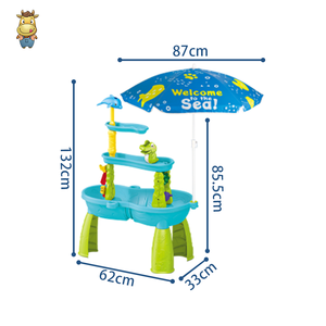 Table de jeu sensoriel extérieure 3 niveaux avec parasol, thème crocodile et dauphin, pour tout-petits, idéale pour la plage, vente en gros OEM - Product Image 5