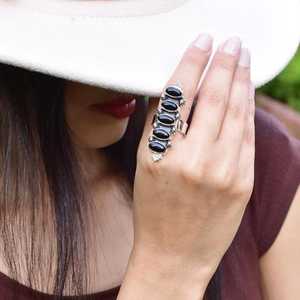 Handmade Black Onyx Sterling Silver <b>Adjustable</b> <b>Ring</b> Natural Black Onyx Gemstone Jewelry for Women Wholesale - Product Image 6