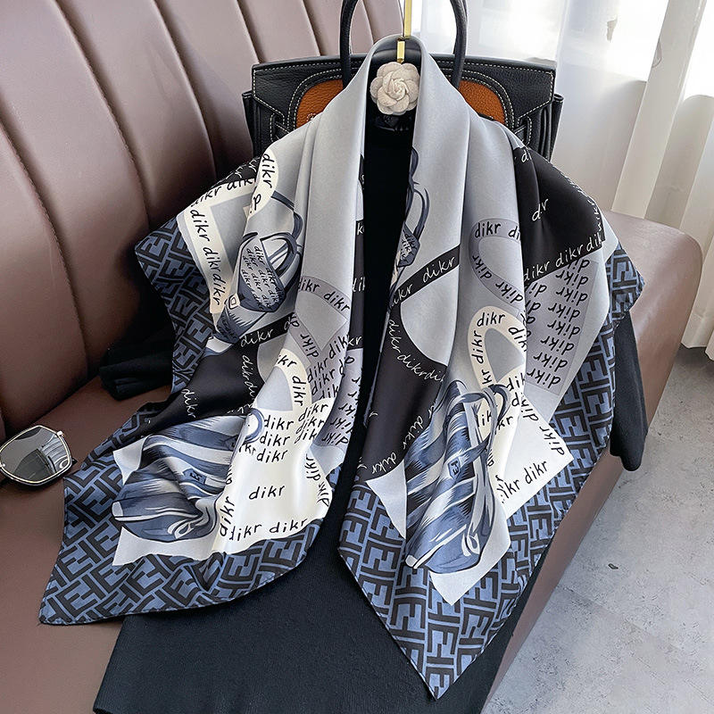 Luxury Designer Silk Head Scarves for Women Floral Geometric