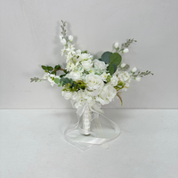 HB122 Bouquet de fleurs artificielles blanc élégant pour mariage, bouquet de mariée et de demoiselle d'honneur, arrangement floral à tenir en main, décoration