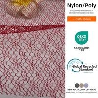 Tissu en maille de nylon respirant rouge 25 g/m² léger 1 mm 100 % nylon pour robes de soirée et robes à paillettes, tissu tulle, tissu dentelle