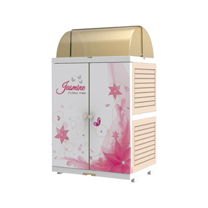 Organiza tu cocina de forma eficiente con el Mini Escurridor de Platos de 3 niveles en elegantes tonos crema y rosa, con dimensiones de 55x42x95 cm, elegante y compacto. - Product Image 2