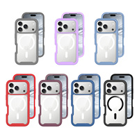 Vente en gros d'étuis de téléphone magnétiques antichoc 2 en 1, protection 360°, pare-chocs robuste, coque arrière transparente pour iPhone 18 Pro Max en vrac