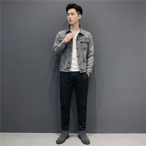 แจ็คเก็ตยีนส์ผู้ชาย Finer Threads รุ่นใหม่ประจำฤดูใบไม้ร่วงปี 2026 กันลม มีฮู้ด สไตล์วินเทจเกาหลี ไซส์พลัส คอตั้ง ปิดด้วยซิปด้านหน้า - Product Image 1