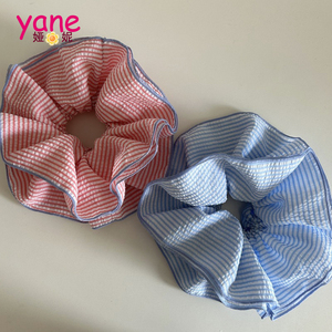 Çizgili elastik saç bandı tatlı tarzı at kuyruğu Scrunchee Nil tasarım ile üreticinin büyük saç scrunlayered katmanlı pamuk dantel - Product Image 3