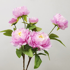 Fleurs artificielles de pivoine en soie, haute simulation, décoration de mariage et de maison, violet clair - Product Image 1