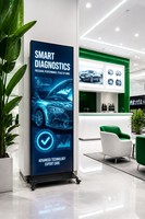 Pantalla LED a todo color GOB P2.5 de pie con gabinete de aluminio, póster digital para tiendas en cadena, salas de exposiciones y aeropuertos
