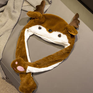 Chapeau de Noël de wapiti drôle unisexe avec oreilles mobiles Casquette de cerf marron en coton PP pour adulte/fille pour décoration d'anniversaire - Product Image 2