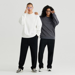 Sudadera con capucha OEM de alta calidad al por mayor Jogger de algodón de cuello redondo blanco teñido liso de felpa - Product Image 2