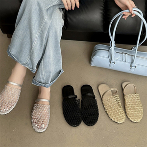 2025 New Fashion High Quality Women's Flat Mesh Summer Sandals Hollow Hand-Woven Sexy Beach Slippers High Top Outdoor Suitable - Product Image 2