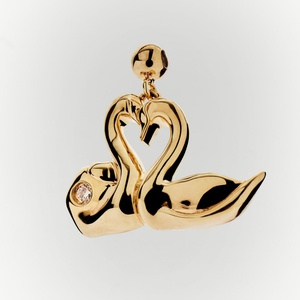 Boucles d'oreilles clous unisexes en acier inoxydable, motif cerise, plaqué or, zircon tendance, serti en canal, breloque DIY Zoryn - Product Image 2