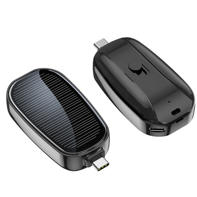 Portable 1500mAh Mini Solar PowerBank Charger Emergency Outdoor Keychain Mobile Phone External Battery 15W Output Plug Included