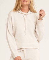 Ensemble deux pièces de loungewear tricoté pour femme, côtelé, en cachemire et laine, comprenant un sweat à capuche et un pantalon de jogging