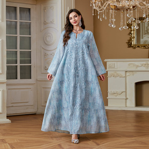 AB560 Abito etnico estivo 2026 in poliestere con scollo a V, stampa e decorazioni di perline, di alta qualità, di tendenza per l'e-commerce transfrontaliero - Product Image 5