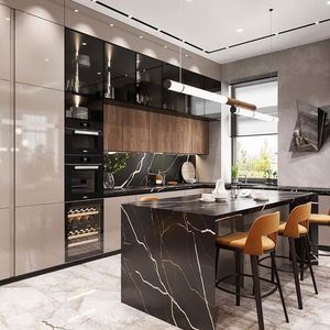 Armoire de cuisine moderne en bois sur mesure, finition laquée, nouveau design, comprend un panier de tiroir - pour les accessoires d'armoires de cuisine de la maison - Product Image 4