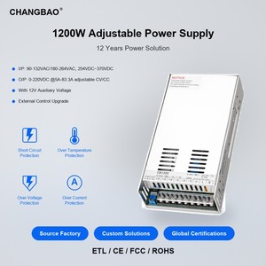 แหล่งจ่ายไฟปรับได้ 1200W 12V 15V <span class=keywords><strong>24V</strong></span> 36V 48V 60V 72V 80V 110V 150V 220V 0-83.3A 1200W AC DC แบบสวิตชิ่ง - Product Image 1