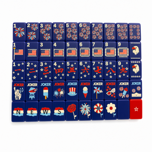 Set Mahjong Americano con Tessere Acriliche Rosse a Triplo Strato da 1,42 Pollici, Tema Giorno dell'Indipendenza USA, Incisione Laser e Stampa UV, da Collezione - Product Image 2