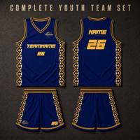 Ensemble de maillots de basket-ball personnalisés pour jeunes, maillot de basket-ball sans manches personnalisé pour enfants, bleu et jaune, uniforme en mesh performant pour garçons, 100%