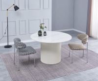 Luxuriöses Steinplatten-MDF-Esstisch- und Stuhl-Set Modernes Einfaches Esszimmer-Set für Kleine Wohnungen Runder Tisch